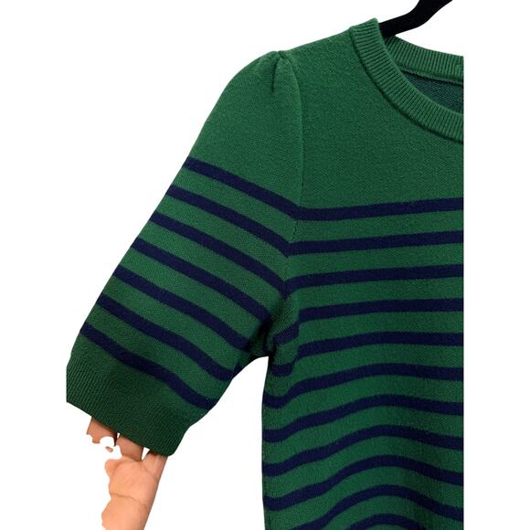 Maeve By Anthropologie Harmon Sweater Tee Green-Blue Stripes Short Sleeve Sz XS - Picture 4 of 10